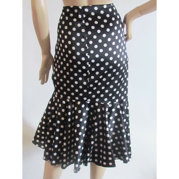 Women's Skirts Designer Caroline Constas Polka Dot Rushed Fluted Hem Silk Skirt - Picture 3 of 11